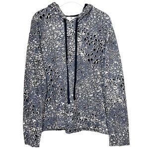 Sundry leopard hoodie hooded sweatshirt soft stretchy knit loungewear gray black